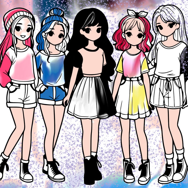 a group of five girls