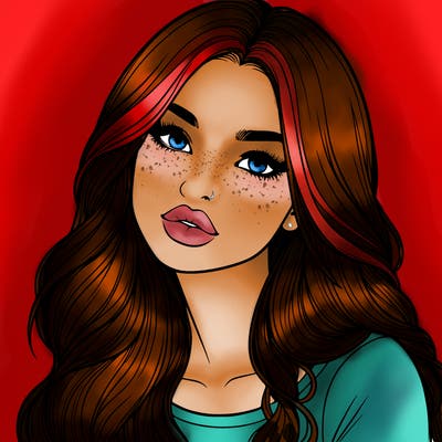 realistic girl with hair on her hair and lips