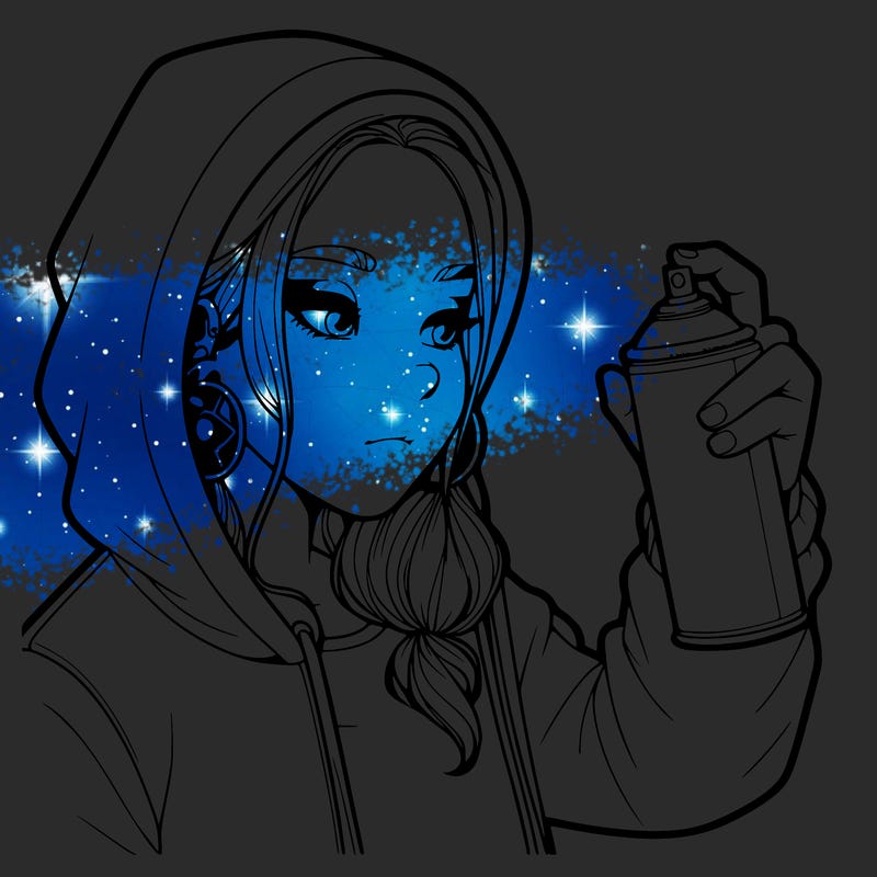 a realistic girl, spray painting