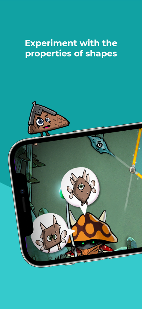 Kahoot! Geometry by DragonBox - Whimsical geometric characters illustrating shape properties in the Kahoot Geometry game screen