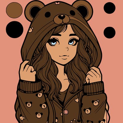 realistic girl in a animal pjs hoodie