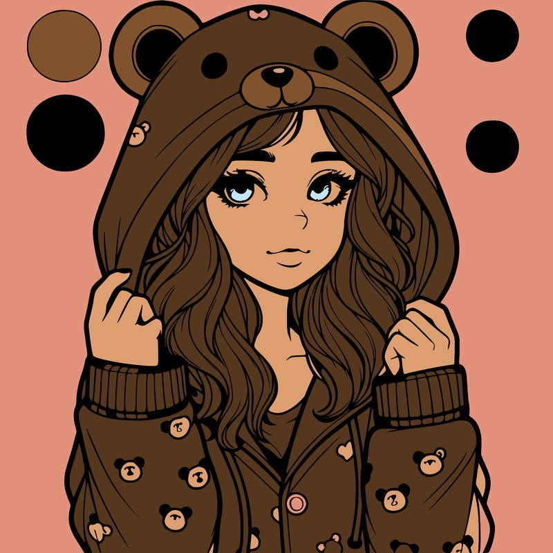 realistic girl in a animal pjs hoodie