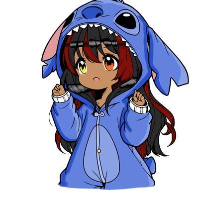anime girl in a stitch onsie