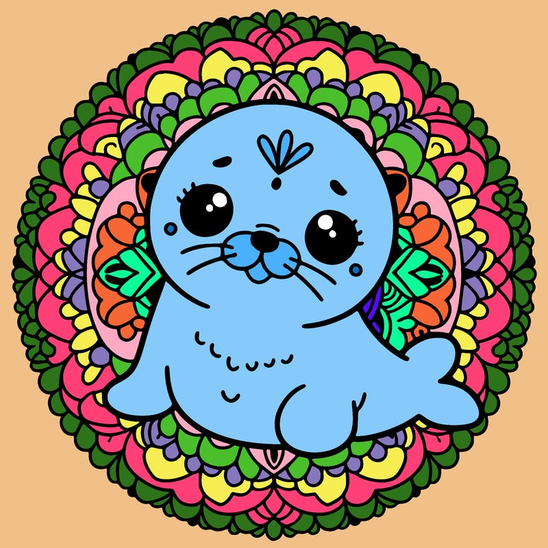 a cute baby seal mandala