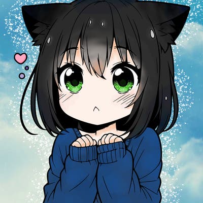 shy anime catgirl