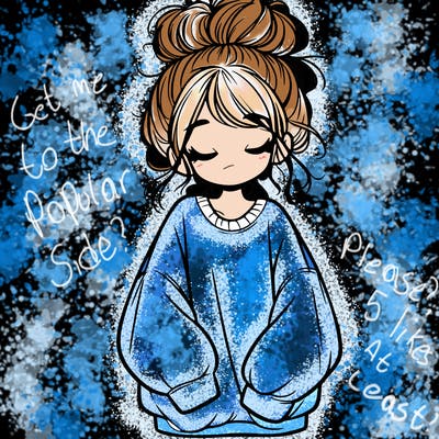 girl with baggy sweatshirt and messy bun