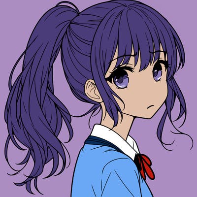 beautiful anime girl with a ponytail