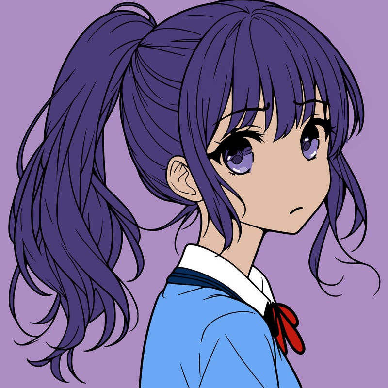 beautiful anime girl with a ponytail