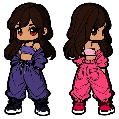 girl in crop top and baggy pants