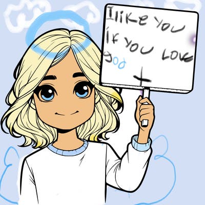 realistic girl holding up a sign