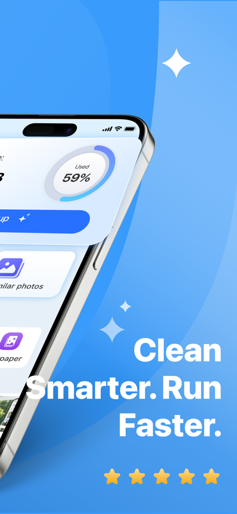 Puro Clean-AI Storage Cleaner - Interfaz de la aplicación Puro Clean en iPhone mostrando el uso de almacenamiento y opciones de limpieza