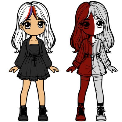 2 realistic girls standing next to each other