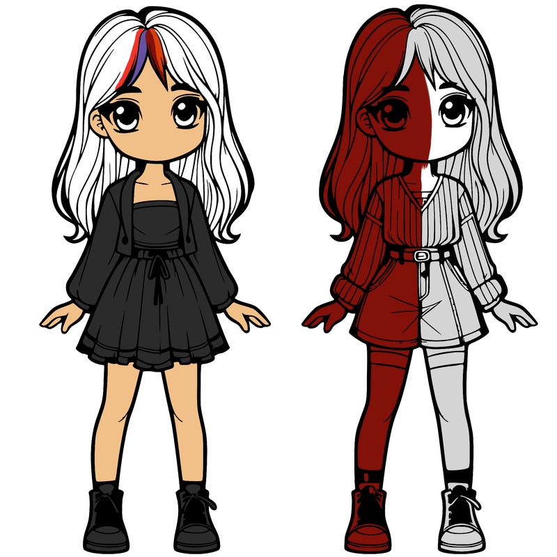 2 realistic girls standing next to each other