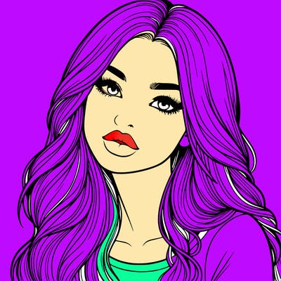 realistic girl with hair on her hair and lips