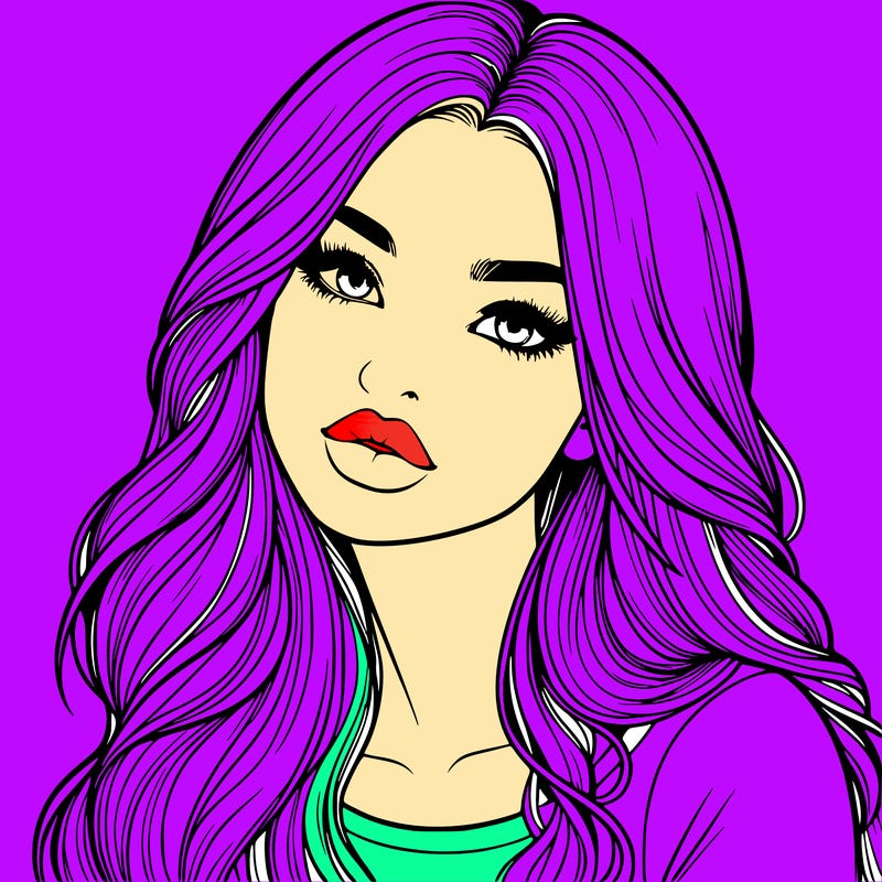 realistic girl with hair on her hair and lips