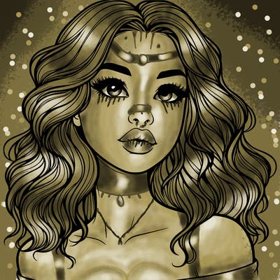realistic girl with wavy hair and lips