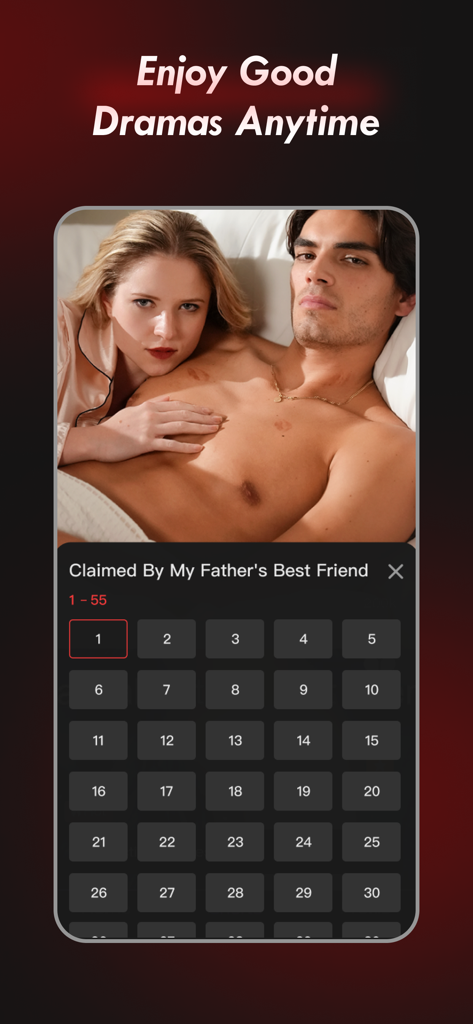 DramaBerry - DramaBerry mobile app showing a romantic short drama and an episode selection grid.