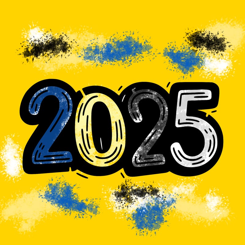 one line scrawled numbers sketch design “2025”