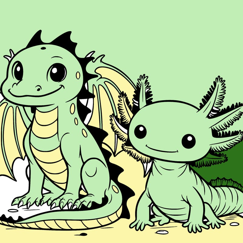 dragon and axolotl
