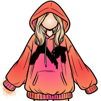 girl in oversized hoodie