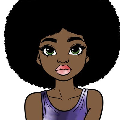 realistic black girl with afro