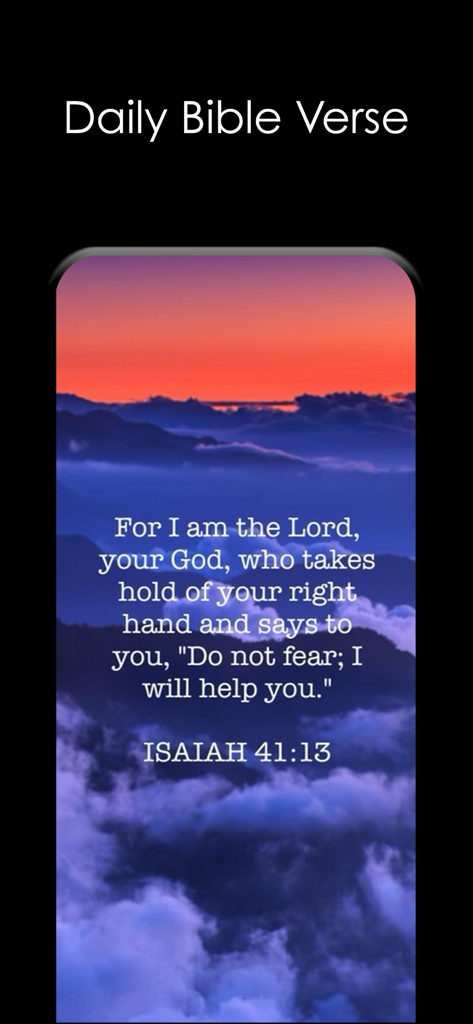 Bible Verses: Daily Devotional - Daily Bible verse Isaiah 41:13 over a beautiful sunset and clouds background