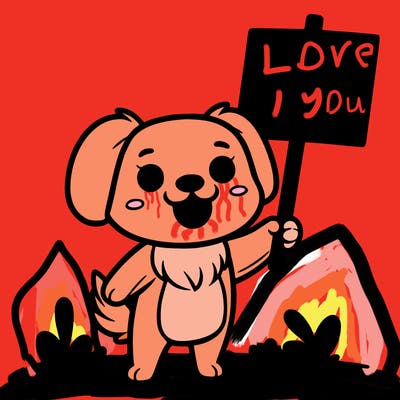 cute dog holding a sign