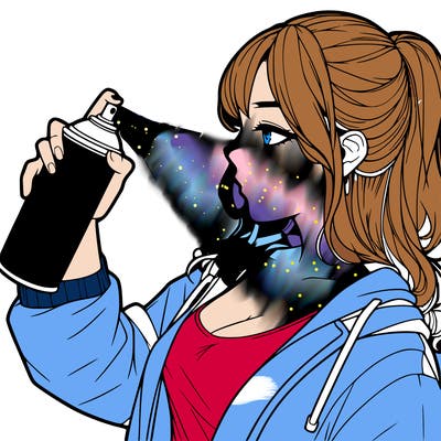 a realistic girl spray, painting