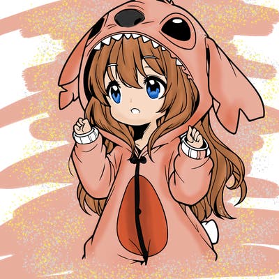 anime girl in a stitch onsie