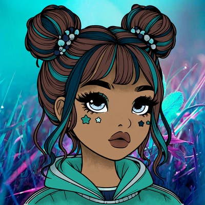 realistic girl with space buns