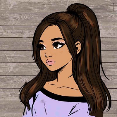 realistic girl with a high ponytail