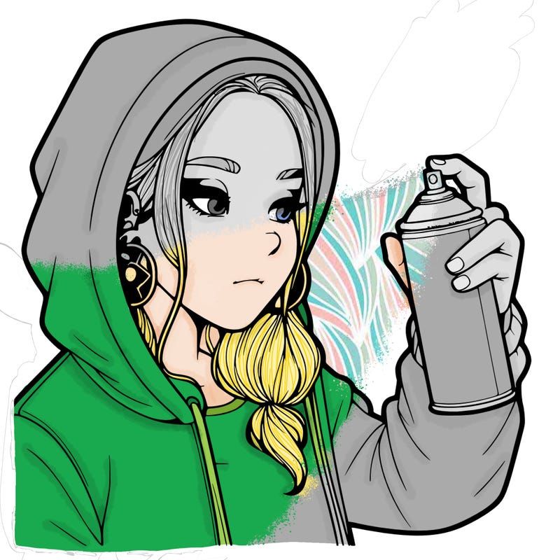 a realistic girl, spray painting
