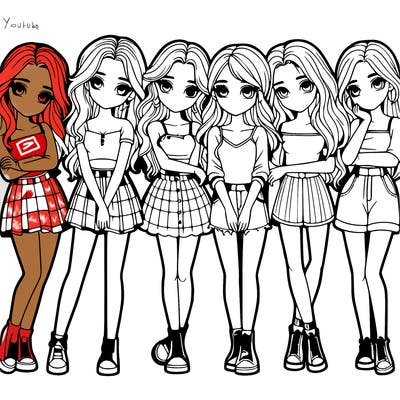 a group of girls realistic