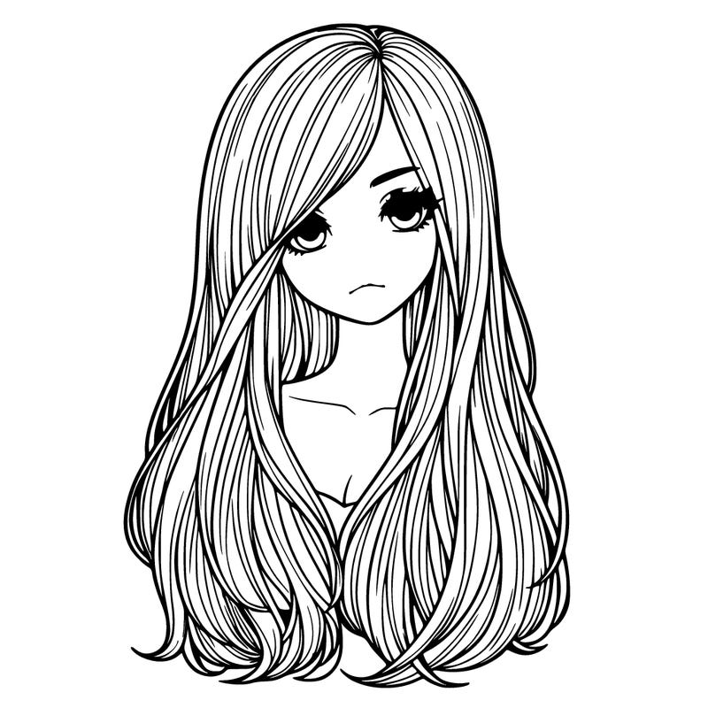 realistic long hairs girl