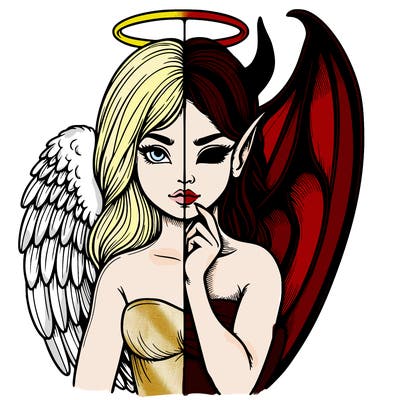 realistic angel half demon