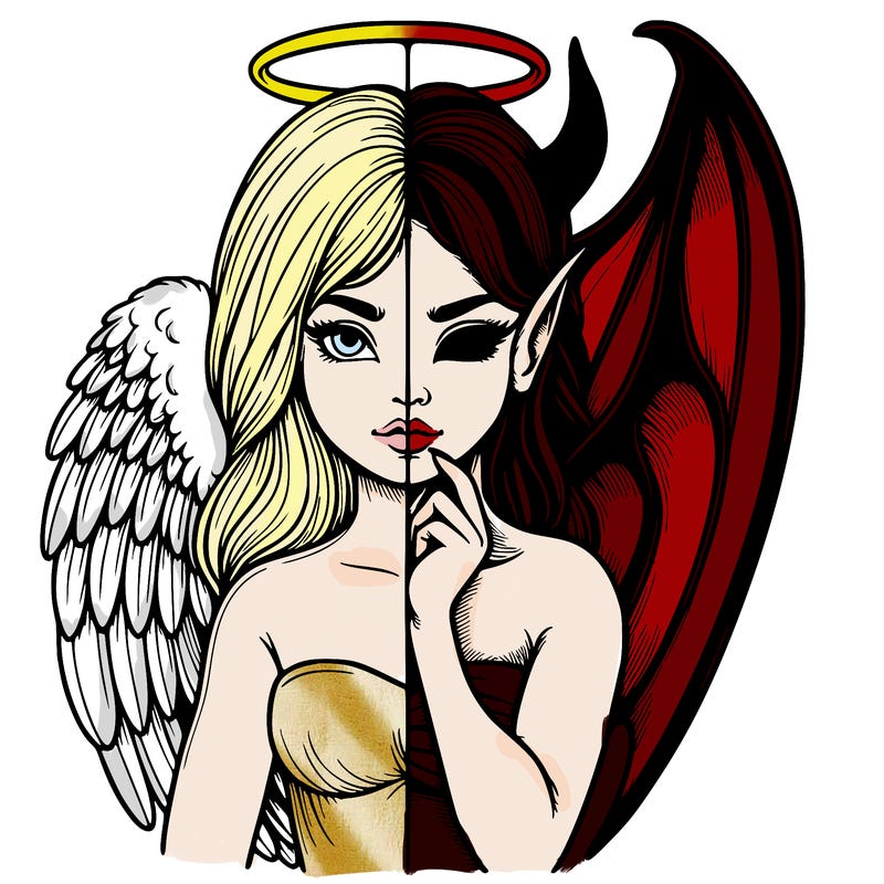 realistic angel half demon