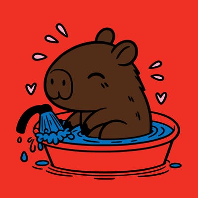 capybara taking a bath