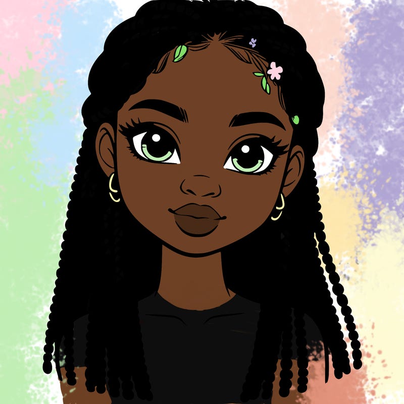 a realistic black girl with braids