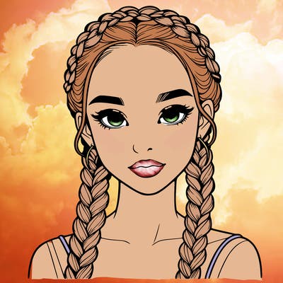 realistic girl with braids