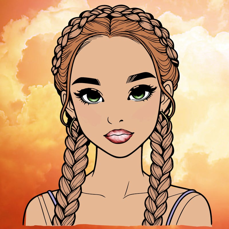 realistic girl with braids