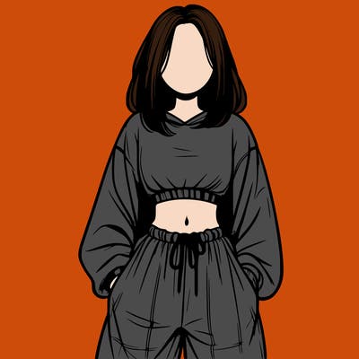 realistic girl faceless with baggy pants and a crop top