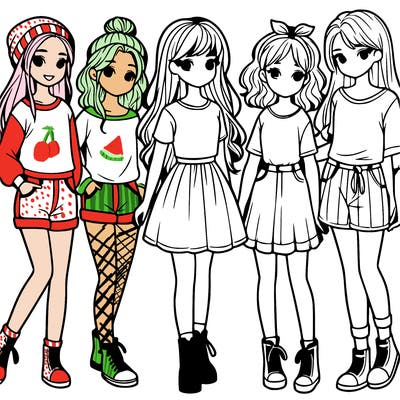 a group of five girls