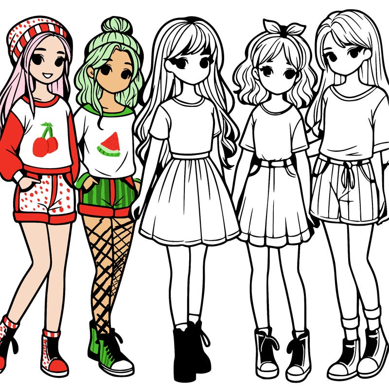 a group of five girls