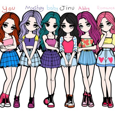 a group of girls realistic