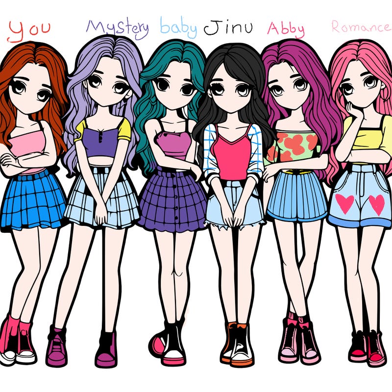 a group of girls realistic