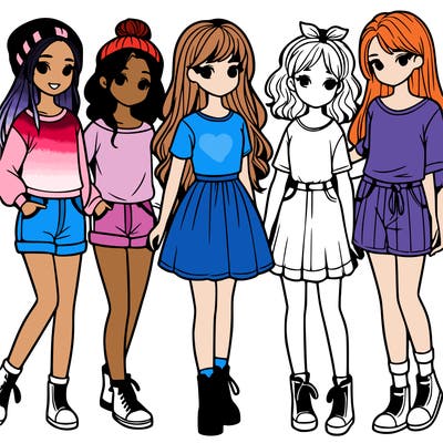 a group of five girls