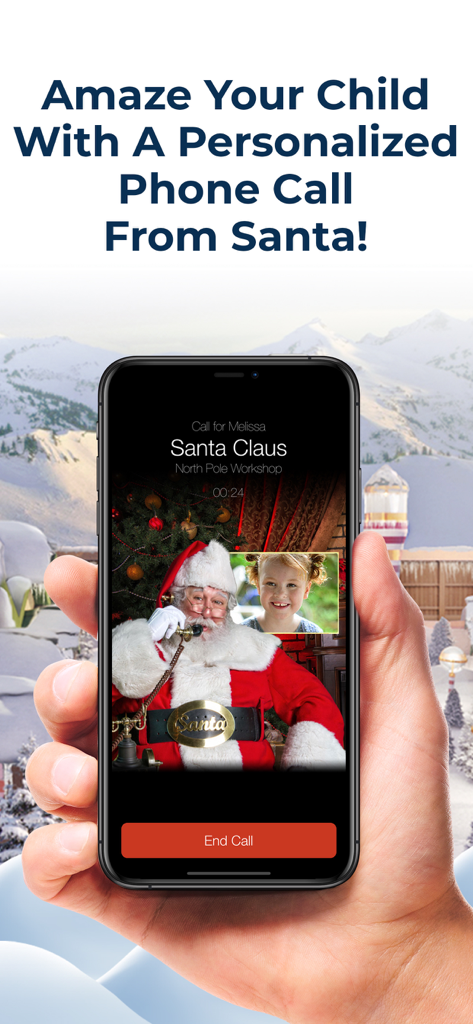 Personalized Call from Santa - A smartphone screen displaying a personalized phone call from Santa Claus