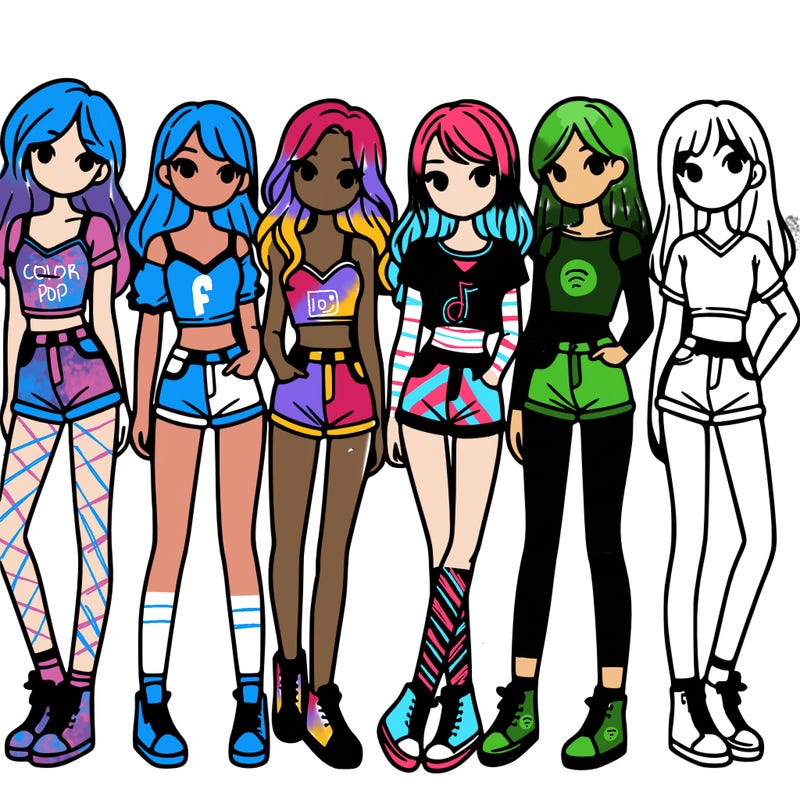 a group of girls wearing crop tops and shorts