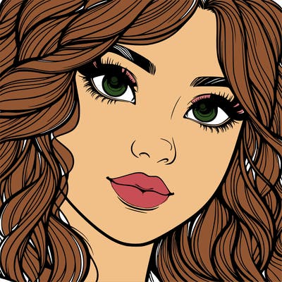 beautiful realistic girl close up to the camera with wavy hair,