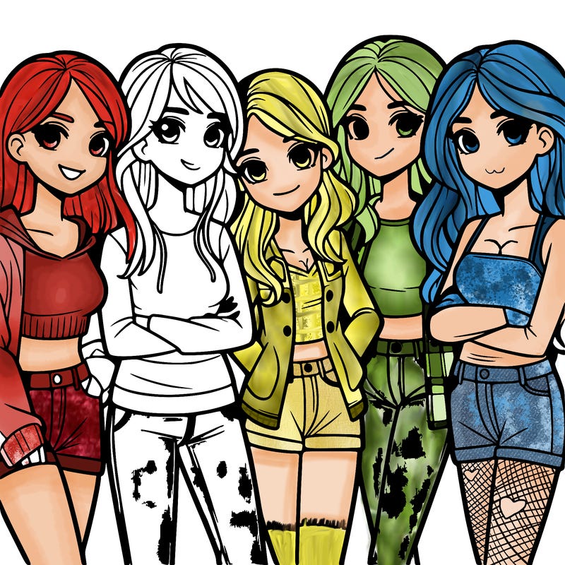 a group of 5 teen girls